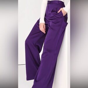Lulu's Deep Purple Wide Leg Trousers